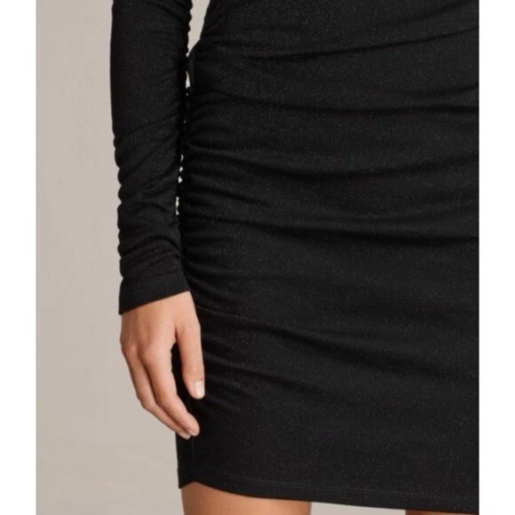 AllSaints Spitalfields 6 Black Ruched Long Sleeve Stretch - Picture 7 of 12